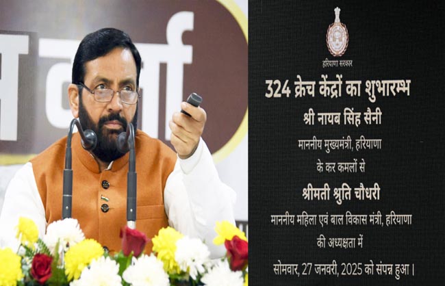 हरियाणा के मुख्यमंत्री नायब सैनी हरियाणा में क्रेच का उदघाटन करते हुए हरियाणा के मुख्यमंत्री नायब सैनी हरियाणा में क्रेच का उदघाटन करते हुए