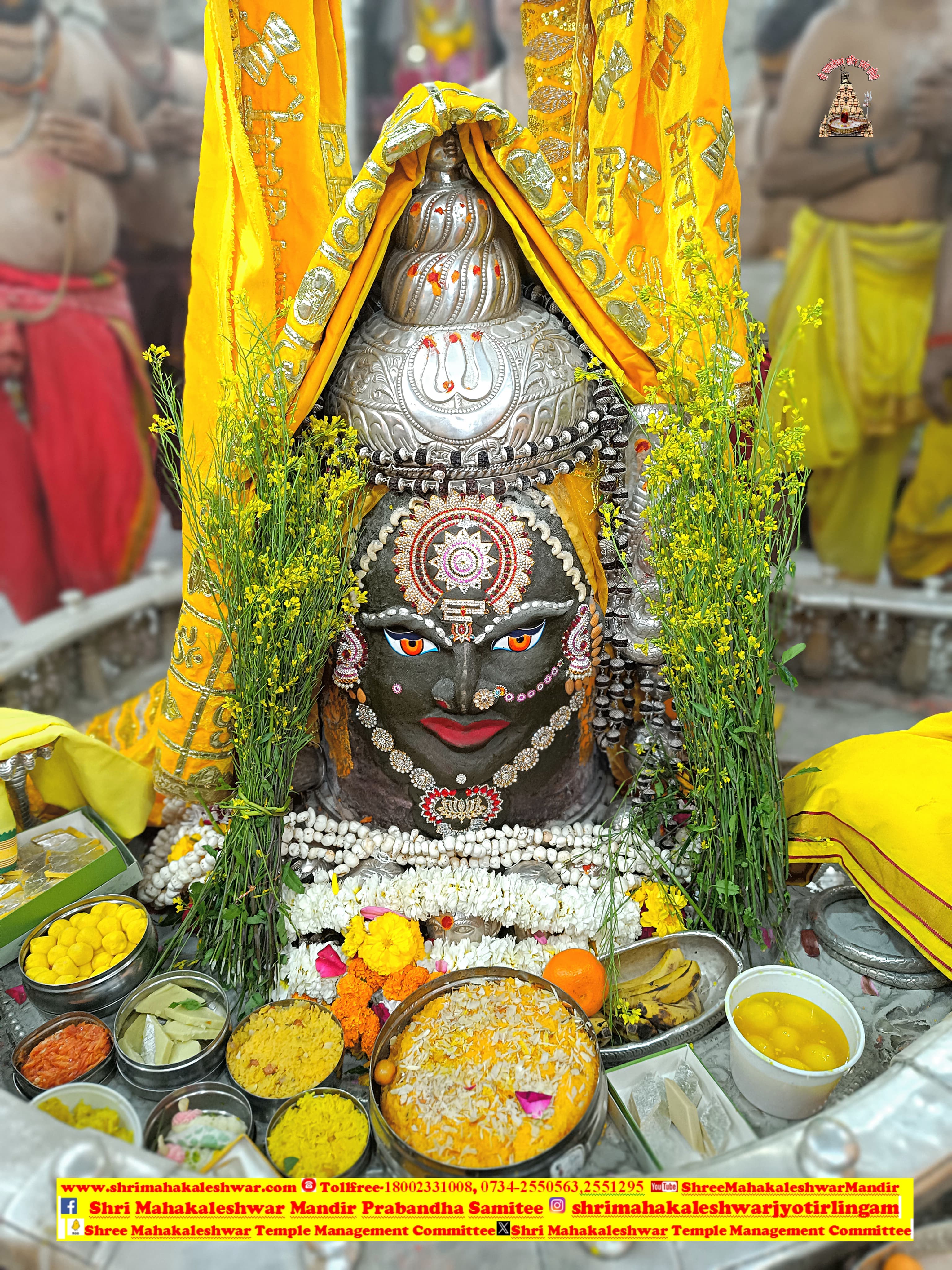 उज्जैन: बाबा महाकाल को पीले वस्त्र पहनाए गए उज्जैन: बाबा महाकाल को पीले वस्त्र पहनाए गए