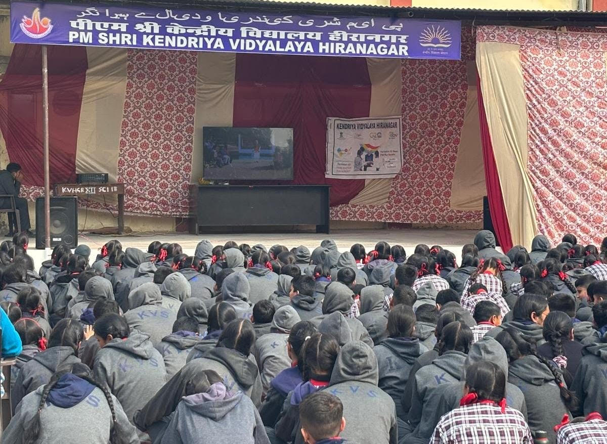 Live telecast of discussion on examination was shown to the students of KV Hiranagar