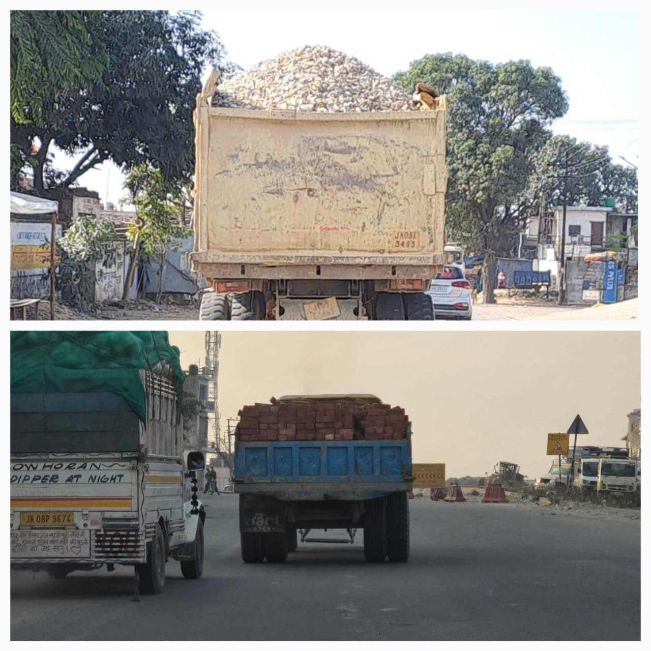 Overloaded dumpers are violating road safety rules, traffic police become mute spectators Overloaded dumpers are violating road safety rules, traffic police become mute spectators
