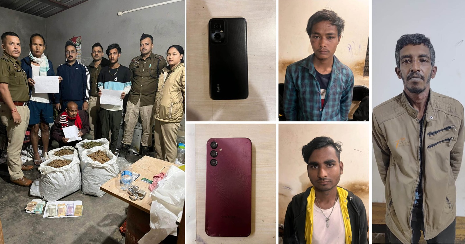 गुवाहाटी में पुलिस की कार्रवाई में एक लड़की को बचाए जाने दो मोबाइल चोर और एक गांजा तस्कर की हुई गिरफ्तारी से संबंधित तस्वीर। गुवाहाटी में पुलिस की कार्रवाई में एक लड़की को बचाए जाने दो मोबाइल चोर और एक गांजा तस्कर की हुई गिरफ्तारी से संबंधित तस्वीर।