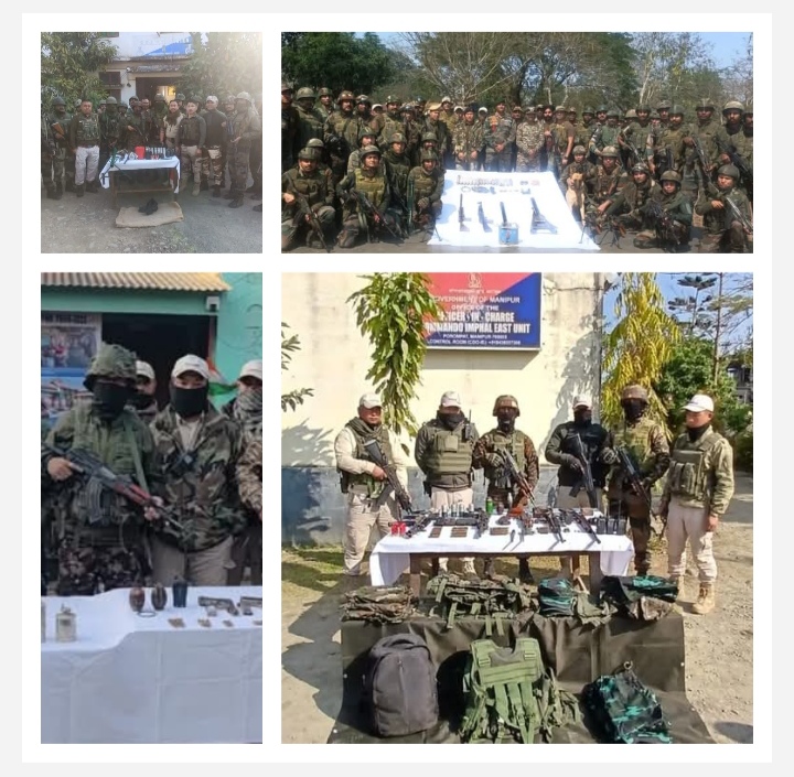 मणिपुर में बरामद भारी मात्रा में हथियार और विस्फोटक की तस्वीर । मणिपुर में बरामद भारी मात्रा में हथियार और विस्फोटक की तस्वीर ।