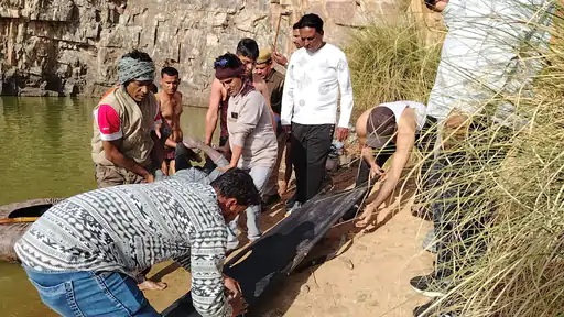 हादसे के करीब 20 घंटे बाद भाई-बहन के शवों को खाई में भरे पानी से बाहर निकाला गया। हादसे के करीब 20 घंटे बाद भाई-बहन के शवों को खाई में भरे पानी से बाहर निकाला गया।