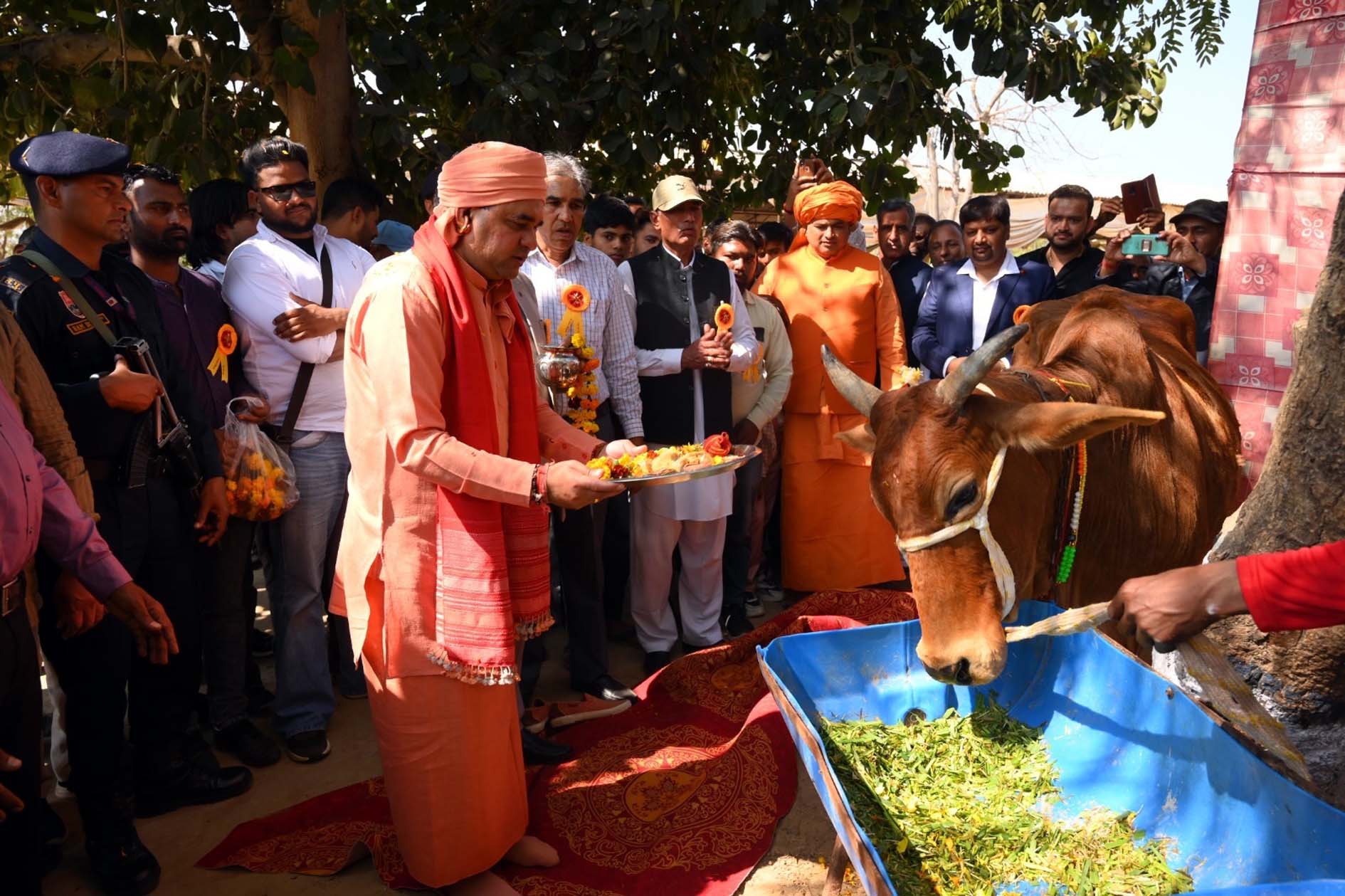 गौशाला में गौमाता की पूजा अर्चना करते महंत श्री बाबा मस्तनाथ। गौशाला में गौमाता की पूजा अर्चना करते महंत श्री बाबा मस्तनाथ।