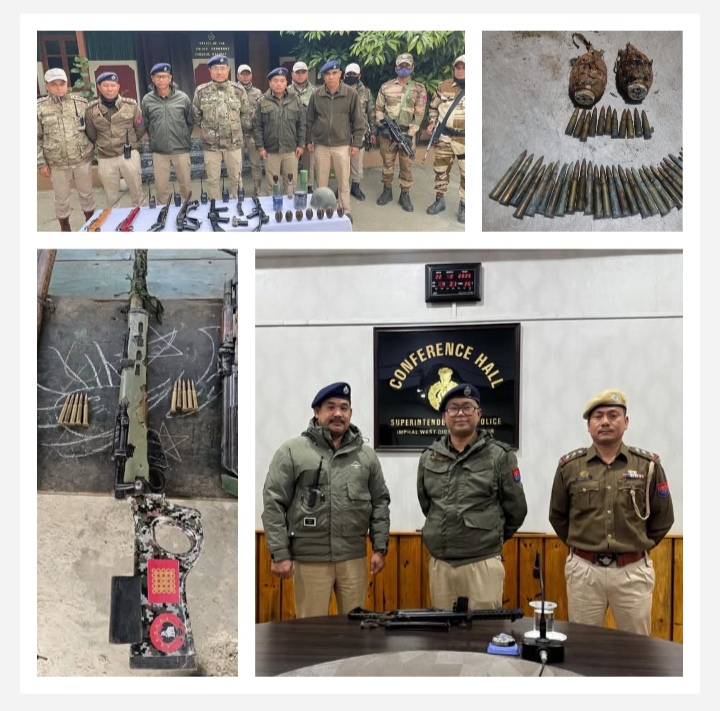 मणिपुर में समर्पित किए गए हथियारों और विस्फोटकों की तस्वीर। मणिपुर में समर्पित किए गए हथियारों और विस्फोटकों की तस्वीर।