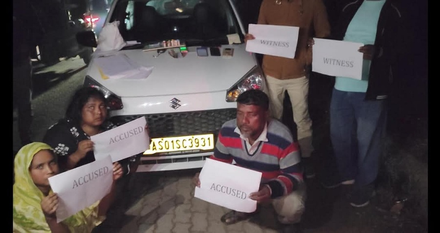 गुवाहाटी के दिसपुर इलाके में गिरफ्तार दो महिला समेत तीन ड्रग्स तस्करों की तस्वीर। गुवाहाटी के दिसपुर इलाके में गिरफ्तार दो महिला समेत तीन ड्रग्स तस्करों की तस्वीर।