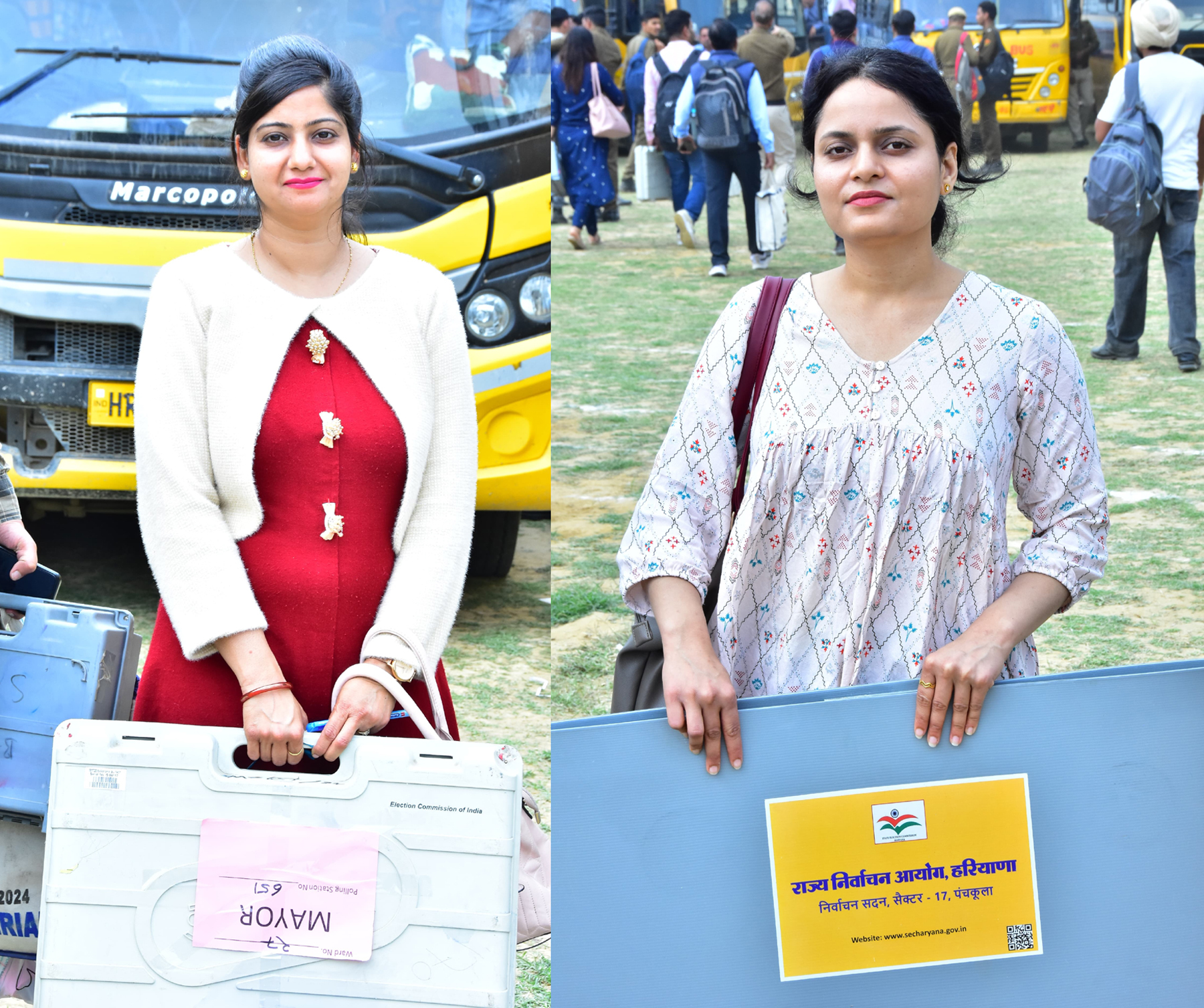 गुरुग्राम में निकाय चुनाव के लिए बूथों पर जाती होती पोलिंग पार्टी। गुरुग्राम में निकाय चुनाव के लिए बूथों पर जाती होती पोलिंग पार्टी।