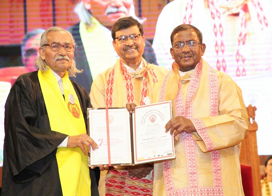 Image of the Assam Governor Laxman Prasad Aacharya attending 7th Convocation of KKHSOU.