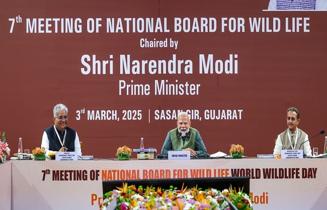 नेशनल बोर्ड फॉर वाइल्ड लाइफ की बैठक की अध्यक्षक्षा करते प्रधानमंत्री नरेन्द्र माेदी। नेशनल बोर्ड फॉर वाइल्ड लाइफ की बैठक की अध्यक्षक्षा करते प्रधानमंत्री नरेन्द्र माेदी।