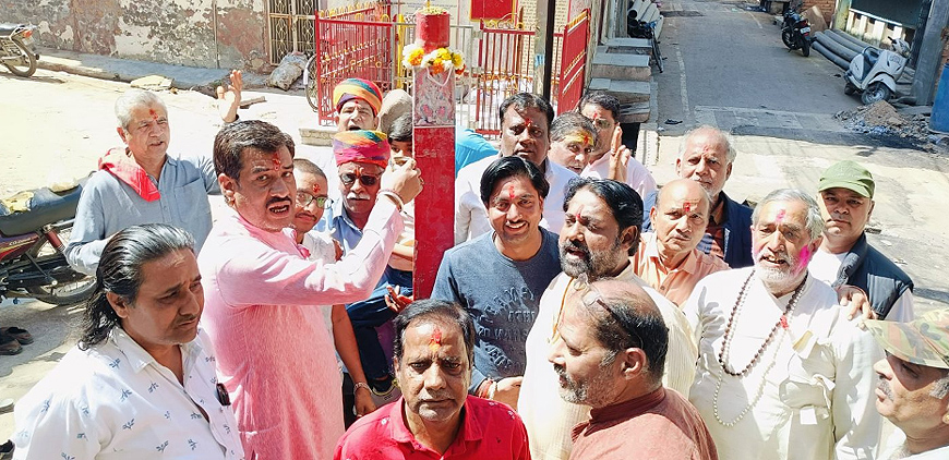 होलकाष्टमी पर हुआ बीकानेर में अनेक जगह थम्ब पूजन