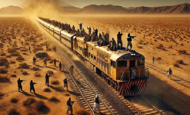 पाकिस्तान में ट्रेन हाईजैक की तस्वीर पाकिस्तान में ट्रेन हाईजैक की तस्वीर
