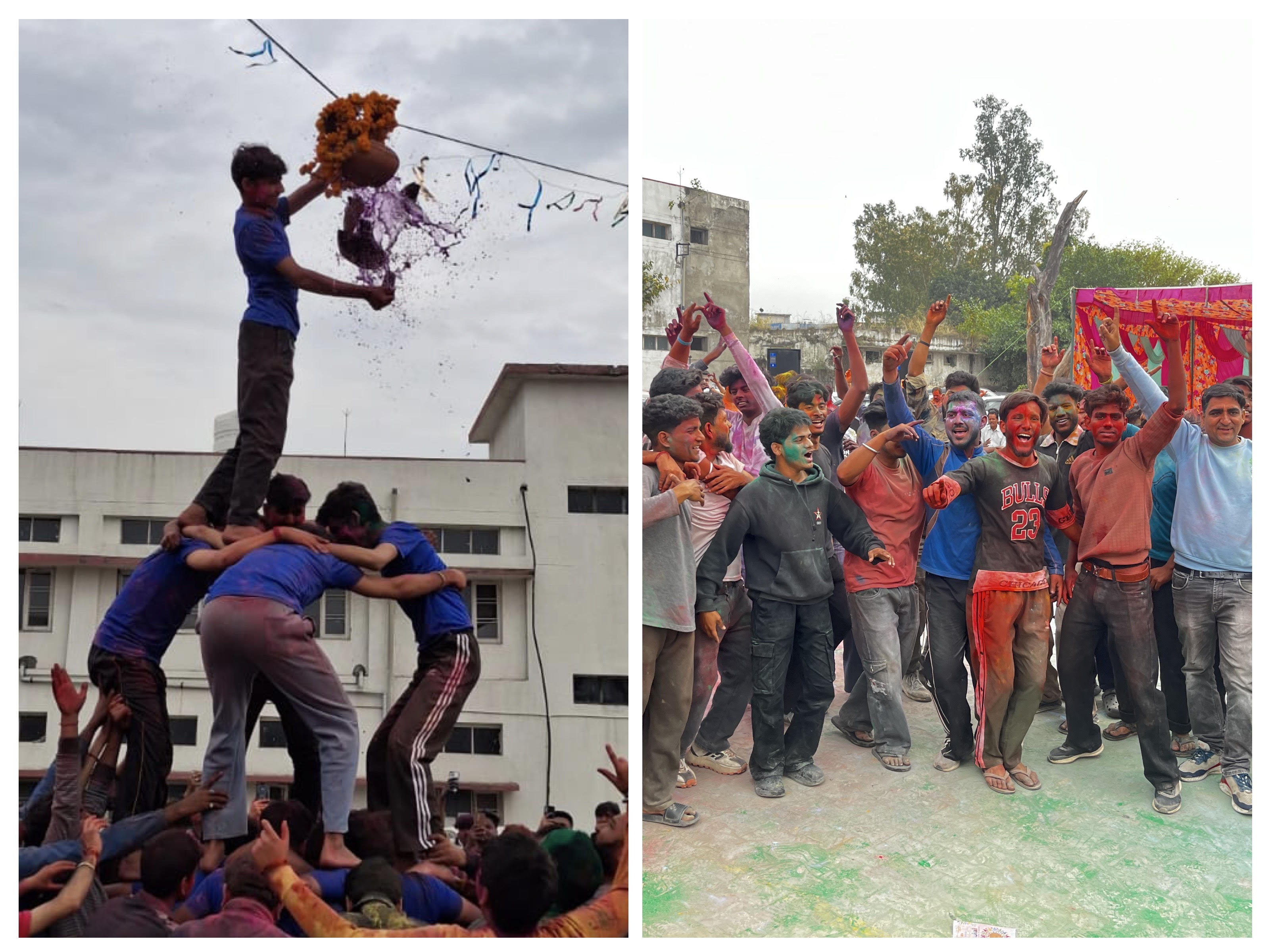 Holi festival was celebrated with great pomp across the district, Matki breaking competition organized