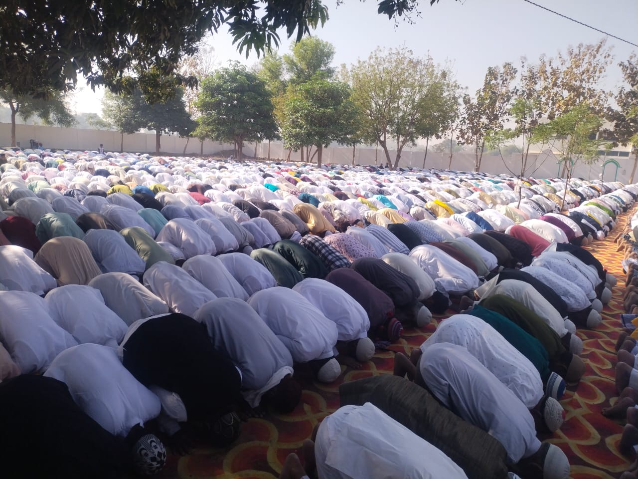 कछवां के इमामबाड़ा स्थित ईदगाह पर नमाज अता करते लोग । कछवां के इमामबाड़ा स्थित ईदगाह पर नमाज अता करते लोग ।