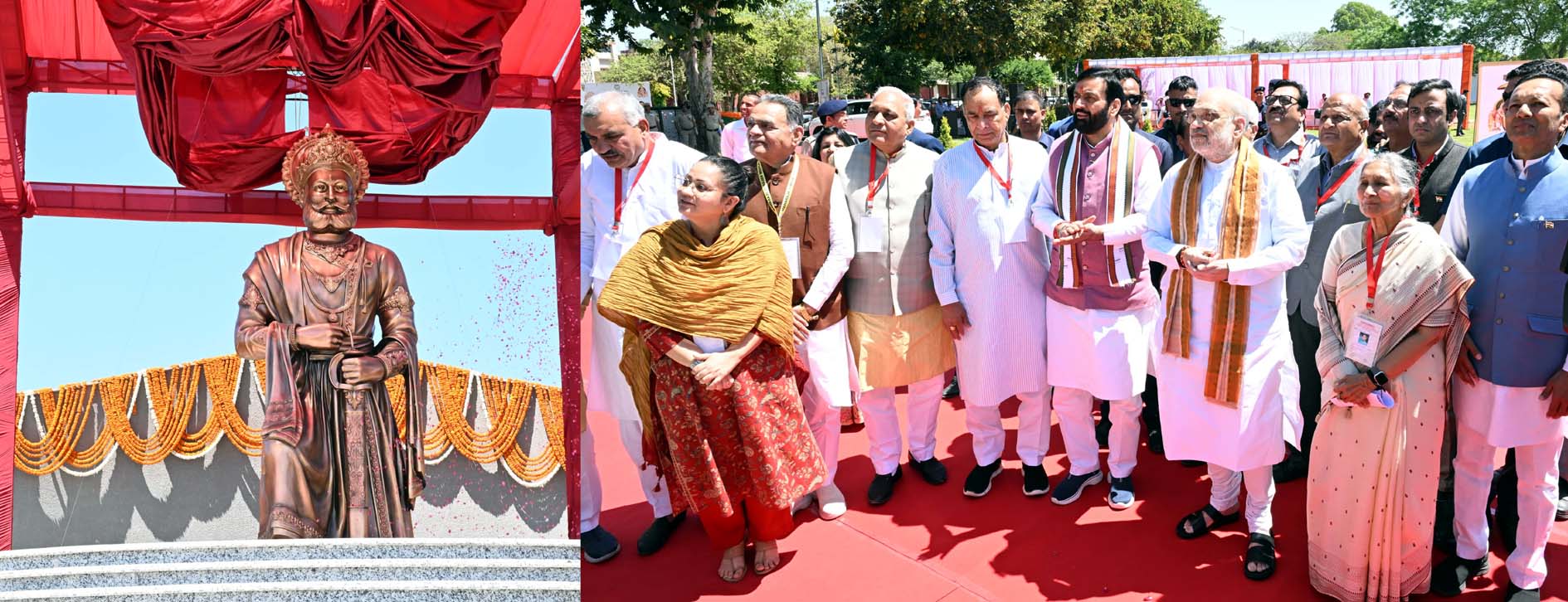 अग्रोहा मेडिकल में महाराजा अग्रसेन की प्रतिमा का अनावरण करते केन्द्रीय गृह मंत्री अमित शाह, साथ हैं मुख्यमंत्री नायब सिंह सैनी व अन्य। अग्रोहा मेडिकल में महाराजा अग्रसेन की प्रतिमा का अनावरण करते केन्द्रीय गृह मंत्री अमित शाह, साथ हैं मुख्यमंत्री नायब सिंह सैनी व अन्य।