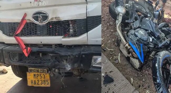 मप्र के रीवा में हाइवा से टकराई तेज रफ्तार बाइक मप्र के रीवा में हाइवा से टकराई तेज रफ्तार बाइक