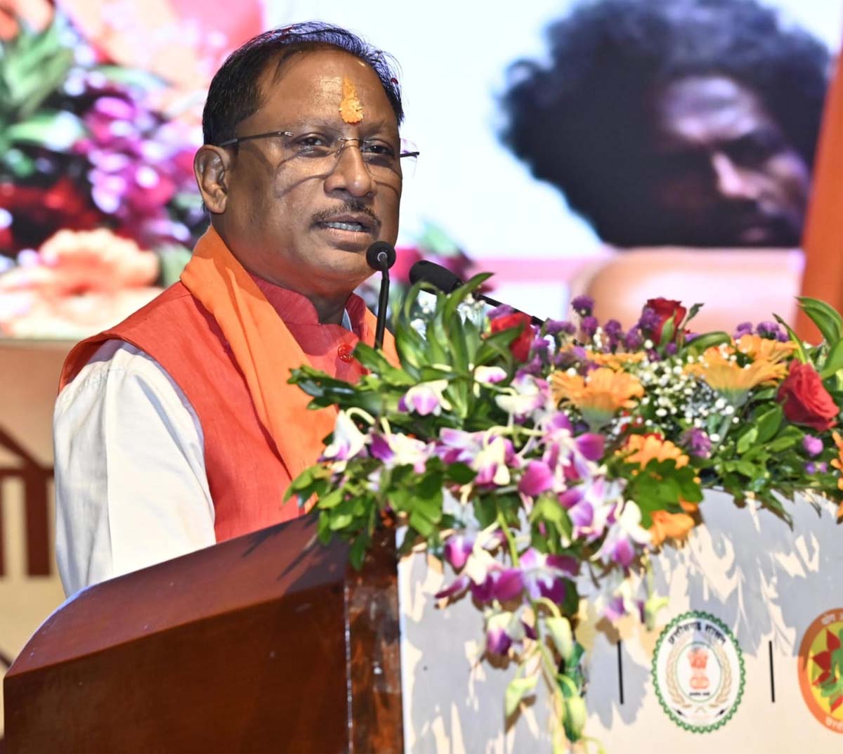 समारोह काे संबाेधित करते मुख्यमंत्री साय समारोह काे संबाेधित करते मुख्यमंत्री साय