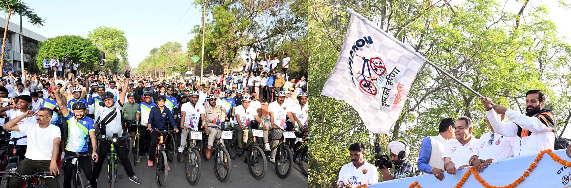 साइक्लोत्थान रैली को झंडी दिखाकर रवाना करते मुख्यमंत्री नायब सिंह सैनी। साइक्लोत्थान रैली को झंडी दिखाकर रवाना करते मुख्यमंत्री नायब सिंह सैनी।