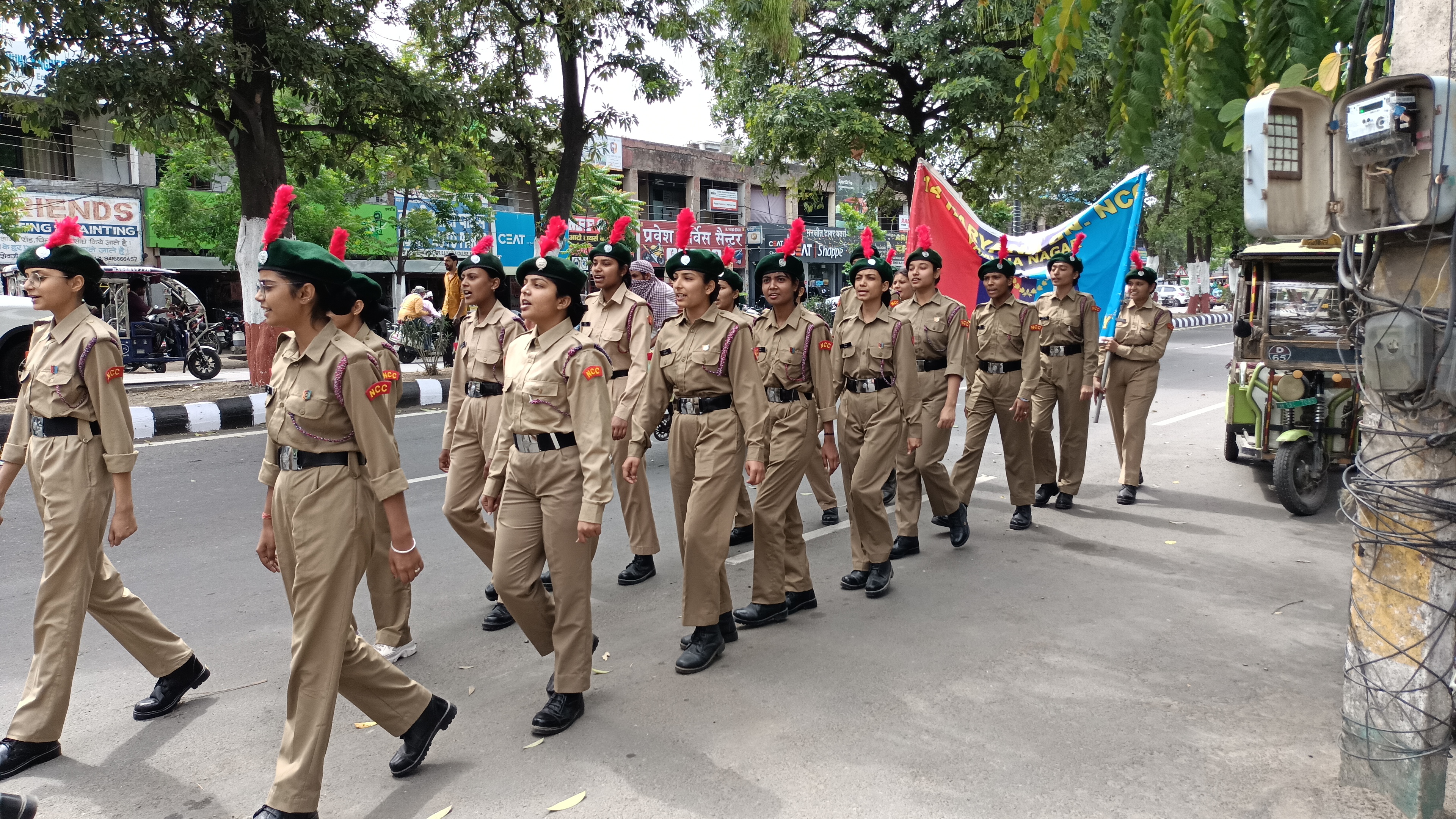 एनसीसी कैडेट्स रैली के दौरान एनसीसी कैडेट्स रैली के दौरान