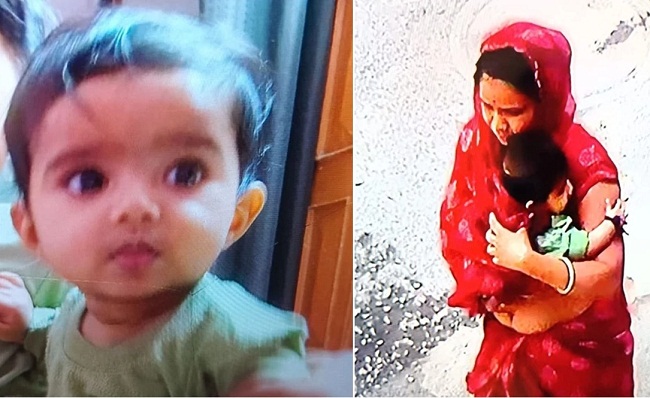 अपह्त बच्चे की तस्वीर के साथ उसे ले जाते हुए महिला (सीसीटीवी फुटेज) अपह्त बच्चे की तस्वीर के साथ उसे ले जाते हुए महिला (सीसीटीवी फुटेज)