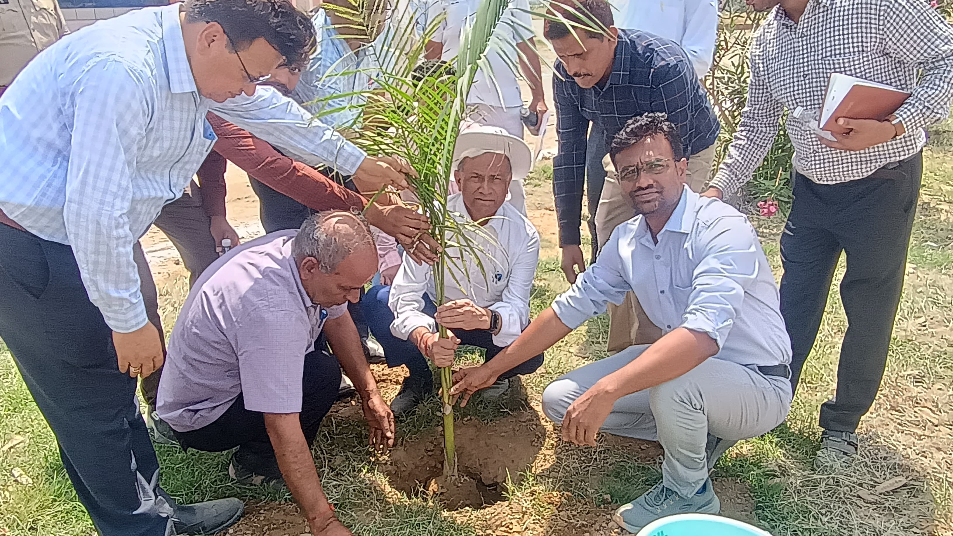पौधरोपण करते हुए कुलपति व अन्य