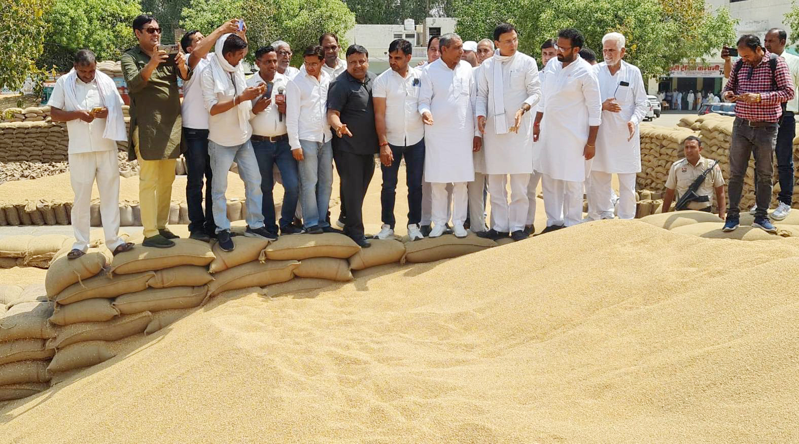 अनाज मंडी का दौरा करते रणदीप सिंह सुरजेवाला। अनाज मंडी का दौरा करते रणदीप सिंह सुरजेवाला।