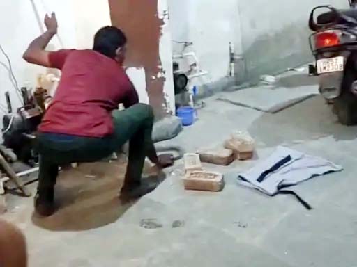 फरीदाबाद की सैनिक कॉलोनी से सांप को पकड़ते हुए स्नेक मैन। फरीदाबाद की सैनिक कॉलोनी से सांप को पकड़ते हुए स्नेक मैन।