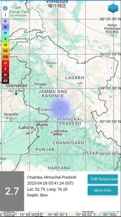 चम्बा में भूकम्प के झटके चम्बा में भूकम्प के झटके