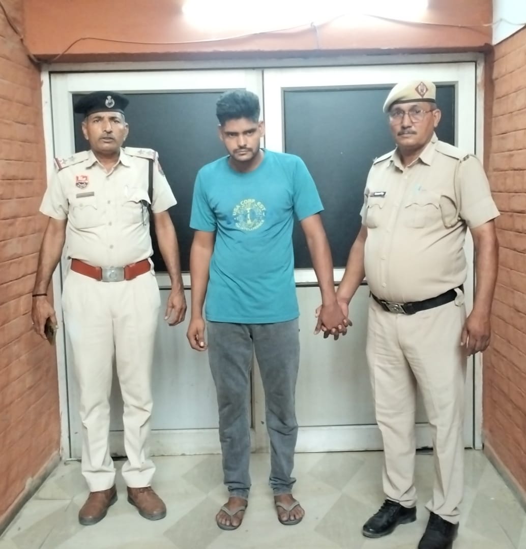 पुलिस की गिरफ्त में आरोपित पति। पुलिस की गिरफ्त में आरोपित पति।