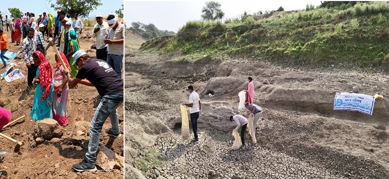 सामुहिक श्रमदान से जल स्रोतों की हो रही है सफाई सामुहिक श्रमदान से जल स्रोतों की हो रही है सफाई