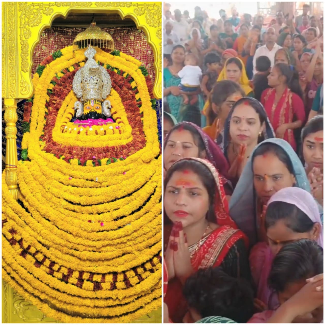 पीताम्बरी पुष्पों से किया श्रंगार, निकाली निशान यात्रा पीताम्बरी पुष्पों से किया श्रंगार, निकाली निशान यात्रा