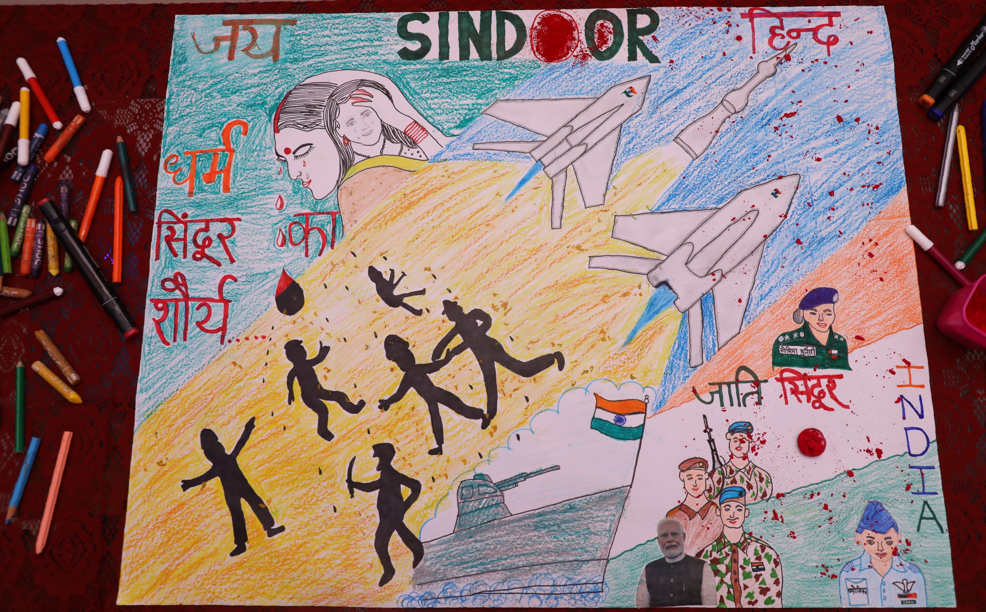 देश शक्ति सिंदूर:छात्रा ने अपनी पेंटिंग के जरिए पहलगाम से लेकर भारत के न्याय तक समझाया