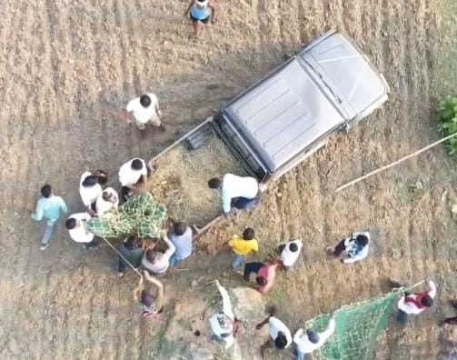 रेस्क्यू करते हुए वन विभाग की टीम। रेस्क्यू करते हुए वन विभाग की टीम।