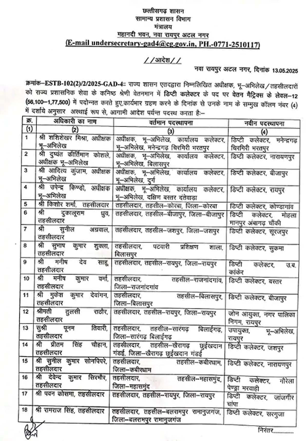 सामान्य प्रशासन विभाग द्वारा जारी आदेश की सूची सामान्य प्रशासन विभाग द्वारा जारी आदेश की सूची