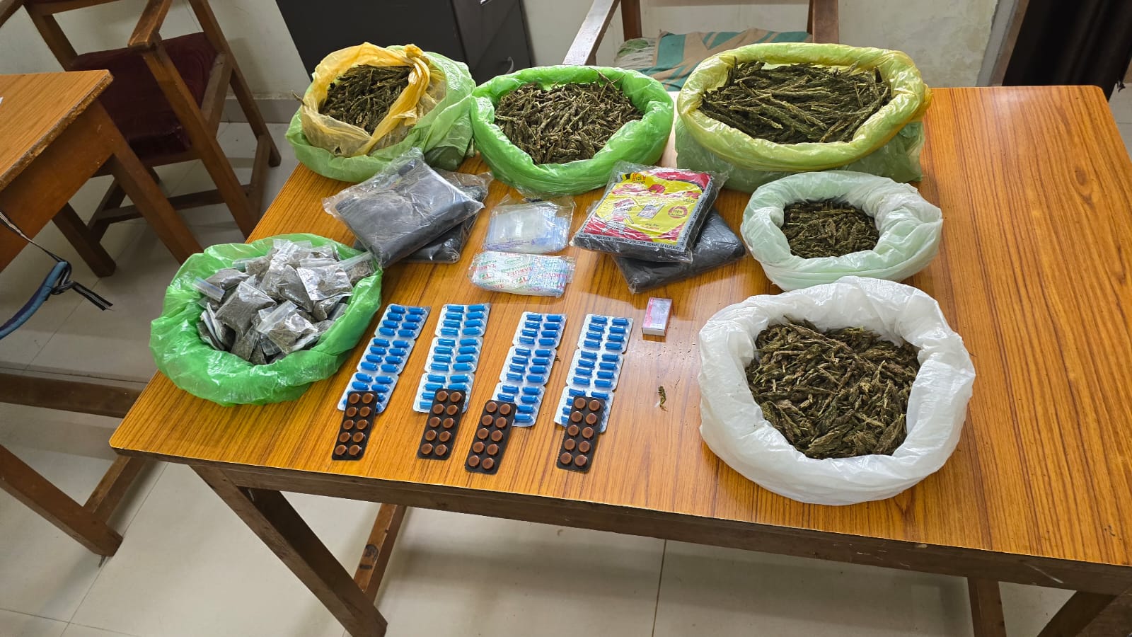 गांजा तथा प्रतिबंधित नशीली टेबलेट के साथ आरोपित पुलिस गिरफ्त में गांजा तथा प्रतिबंधित नशीली टेबलेट के साथ आरोपित पुलिस गिरफ्त में