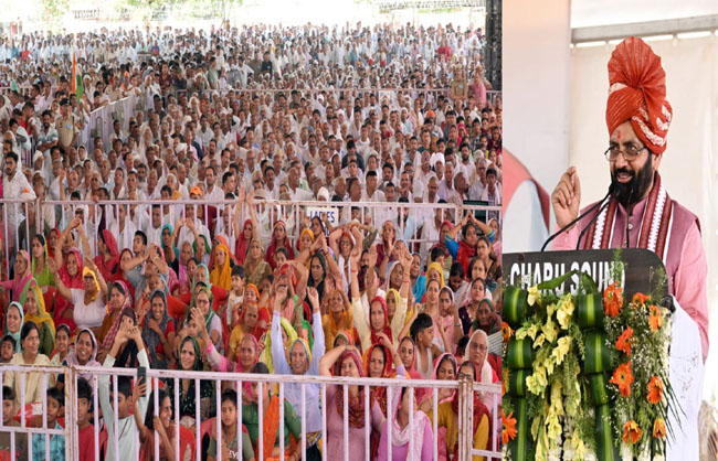 जनसभा को संबोधित करते हुए मुख्यमंत्री नायब सिंह सैनी। जनसभा को संबोधित करते हुए मुख्यमंत्री नायब सिंह सैनी।