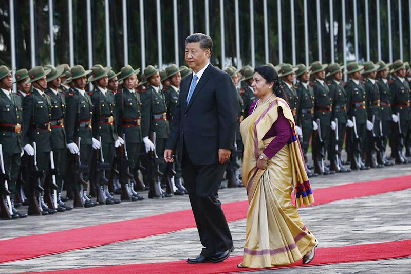 चीन के राष्ट्रपति के नेपाल दौरे के समय तत्कालीन राष्ट्रपति विद्या भंडारी फाइल फोटो चीन के राष्ट्रपति के नेपाल दौरे के समय तत्कालीन राष्ट्रपति विद्या भंडारी फाइल फोटो