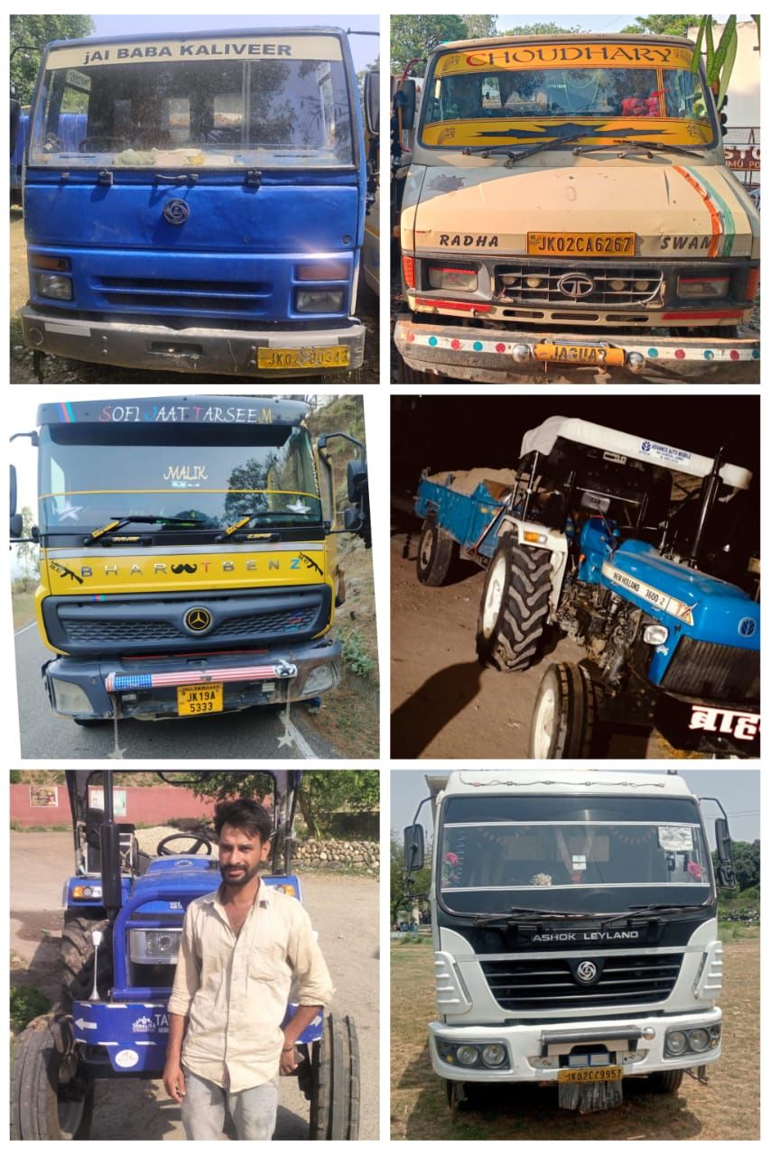 अवैध खनन पर कार्रवाई, जम्मू जिले के ग्रामीण क्षेत्र में पुलिस द्वारा 06 वाहन अवैध खनन पर कार्रवाई, जम्मू जिले के ग्रामीण क्षेत्र में पुलिस द्वारा 06 वाहन