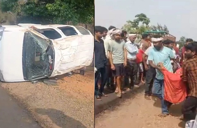 पलटी तेज रफ्तार कार