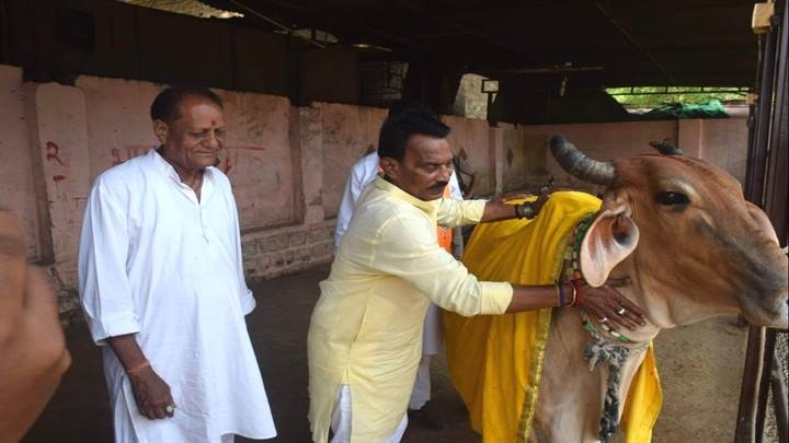 लाल टिपारा गौशाला देखने के लिए पहुँचे प्रभारी मंत्री