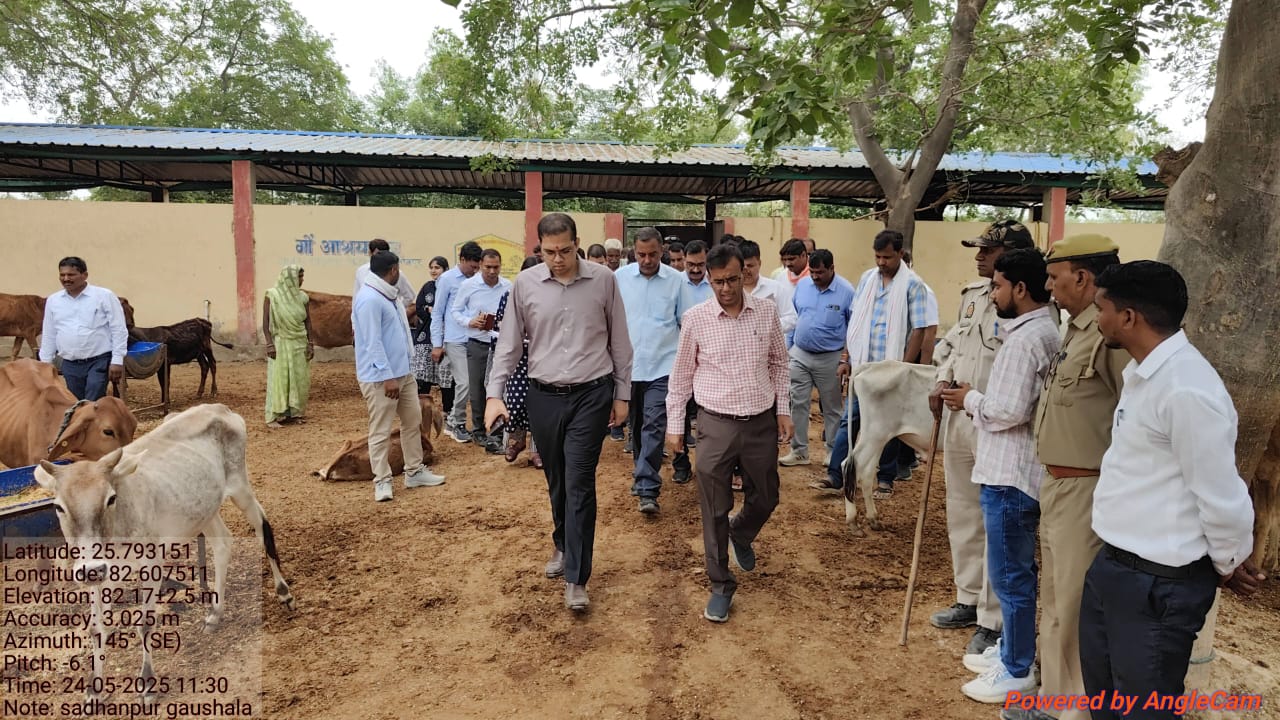 अल्पसंख्यक कल्याण निदेशक  गौशाला का निरक्षण करते हुए