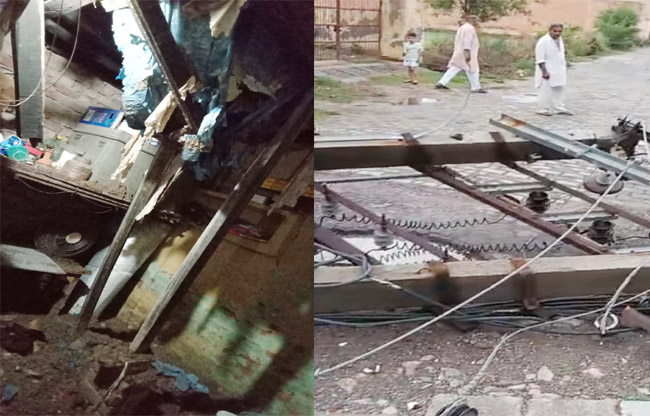सोनीपत: आंधी व वर्षा से पोल समेत जमीन पर गिर कर टूटा ट्रांसफार्मर व क्षतिग्रस्त मकान। सोनीपत: आंधी व वर्षा से पोल समेत जमीन पर गिर कर टूटा ट्रांसफार्मर व क्षतिग्रस्त मकान।