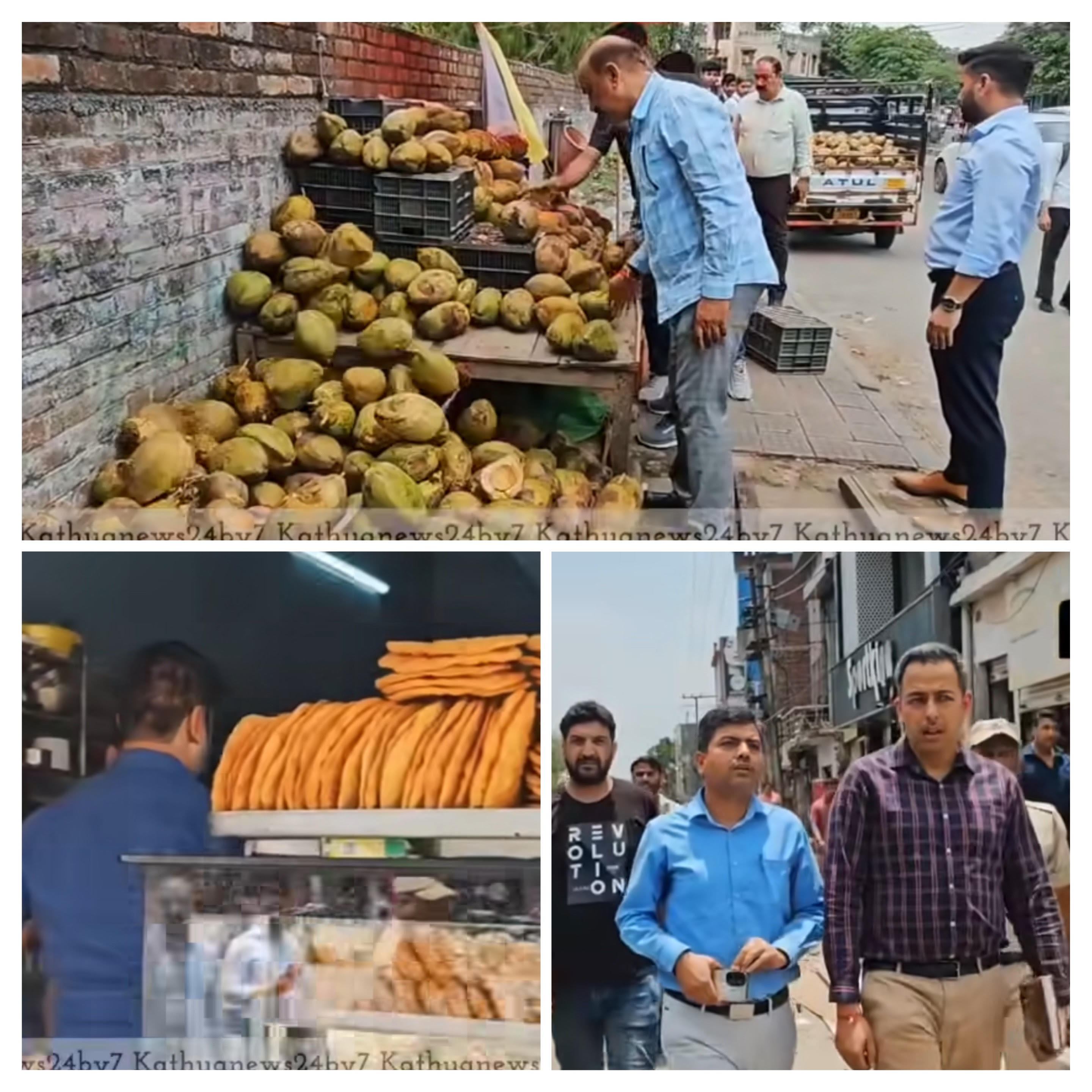 Food quality checked in Kathua markets ahead of Eid-ul-Azha festival, encroachments removed from footpaths Food quality checked in Kathua markets ahead of Eid-ul-Azha festival, encroachments removed from footpaths