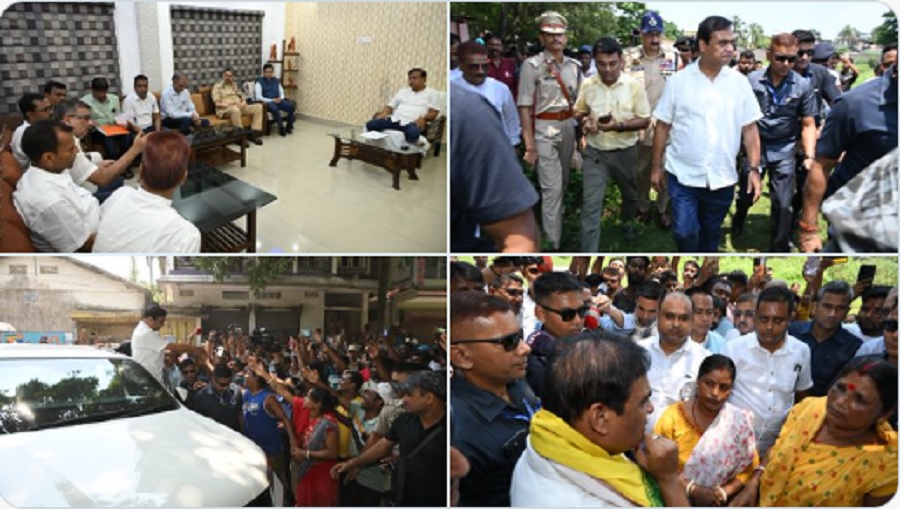 असमः गो मांस बरामद होने वाले धुबड़ी के हनुमान मंदिर का दौरा कर जिला प्रशासन से बात करते हुए मुख्यमंत्री डॉ. हिमंत बिस्व सरमा असमः गो मांस बरामद होने वाले धुबड़ी के हनुमान मंदिर का दौरा कर जिला प्रशासन से बात करते हुए मुख्यमंत्री डॉ. हिमंत बिस्व सरमा