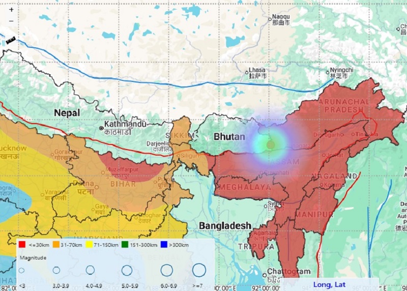 अरुणाचलः सिस्मोलॉजी केंद्र से जारी वेस्ट कामेंग जिले में आए भूकंप का मैप अरुणाचलः सिस्मोलॉजी केंद्र से जारी वेस्ट कामेंग जिले में आए भूकंप का मैप