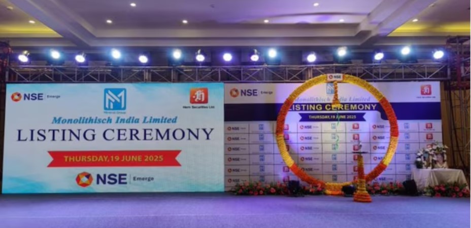 स्टॉक मार्केट में मोनोलिथिक इंडिया की प्रीमियम लिस्टिंग के बाद लगा अपर सर्किट स्टॉक मार्केट में मोनोलिथिक इंडिया की प्रीमियम लिस्टिंग के बाद लगा अपर सर्किट