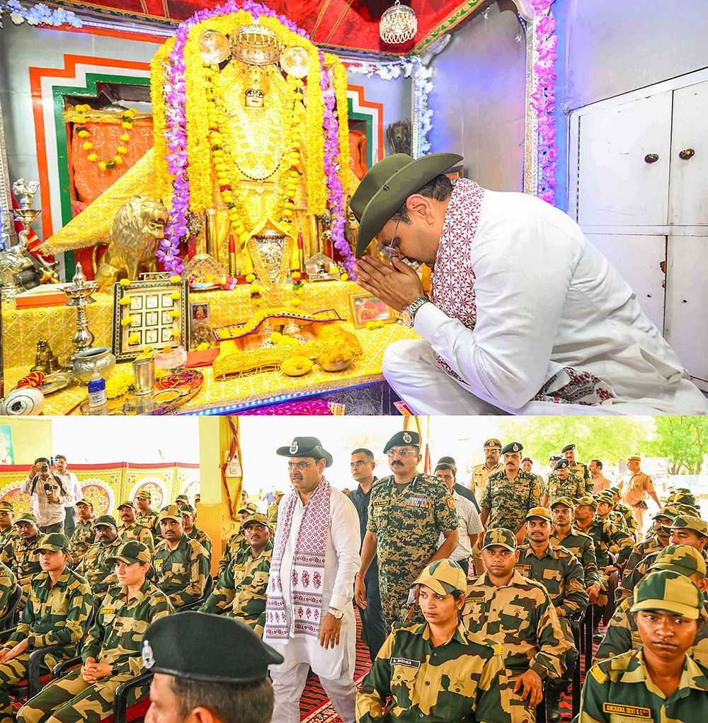 मुख्यमंत्री का जैसलमेर दौरा : बीएसएफ जवानों से किया संवाद, मां तनोट राय के दर्शन कर मांगी प्रदेश की खुशहाली की कामना
