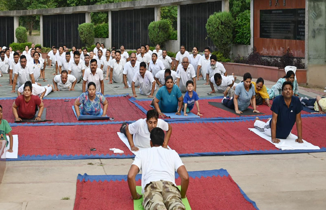 चंडीगढ़ में सीआईएसएफ के जवान योगा करते हुए चंडीगढ़ में सीआईएसएफ के जवान योगा करते हुए