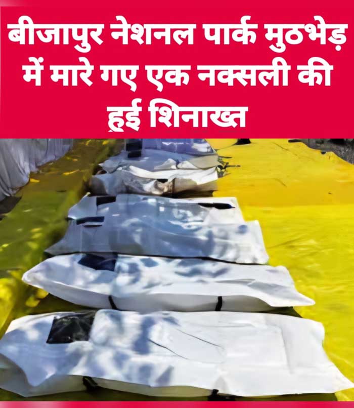 फाईल फाेटाे : बीजापुर नेशनल पार्क मुठभेड़ में मारे गये नक्सली की हुई शिनाख्त फाईल फाेटाे : बीजापुर नेशनल पार्क मुठभेड़ में मारे गये नक्सली की हुई शिनाख्त
