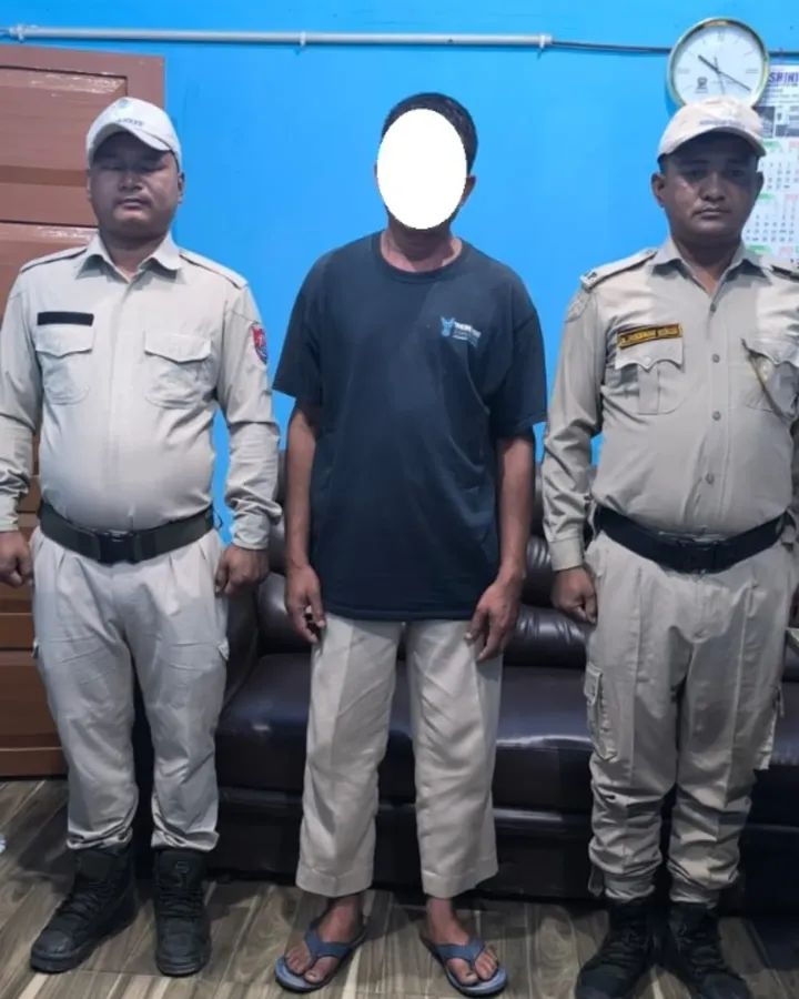 Image of the arrested outfit and seized arms in Manipur. Image of the arrested outfit and seized arms in Manipur.