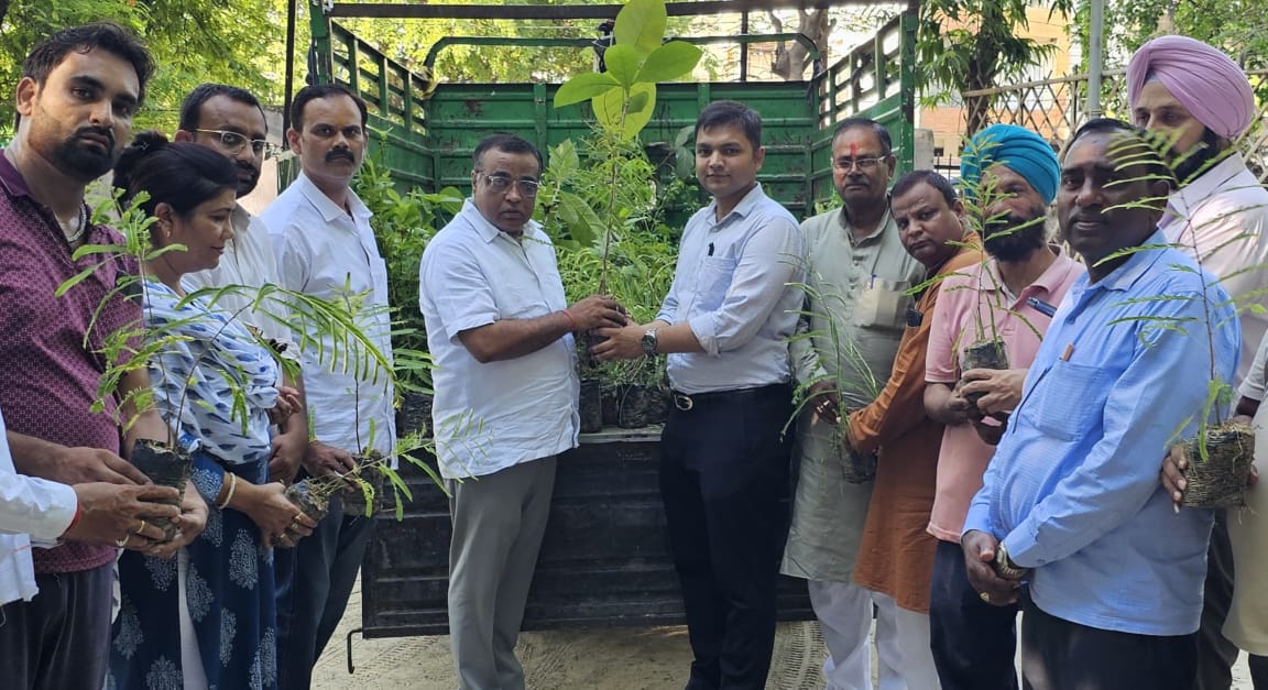 पेड़ वितरित करते दक्षिण जिलाध्यक्ष